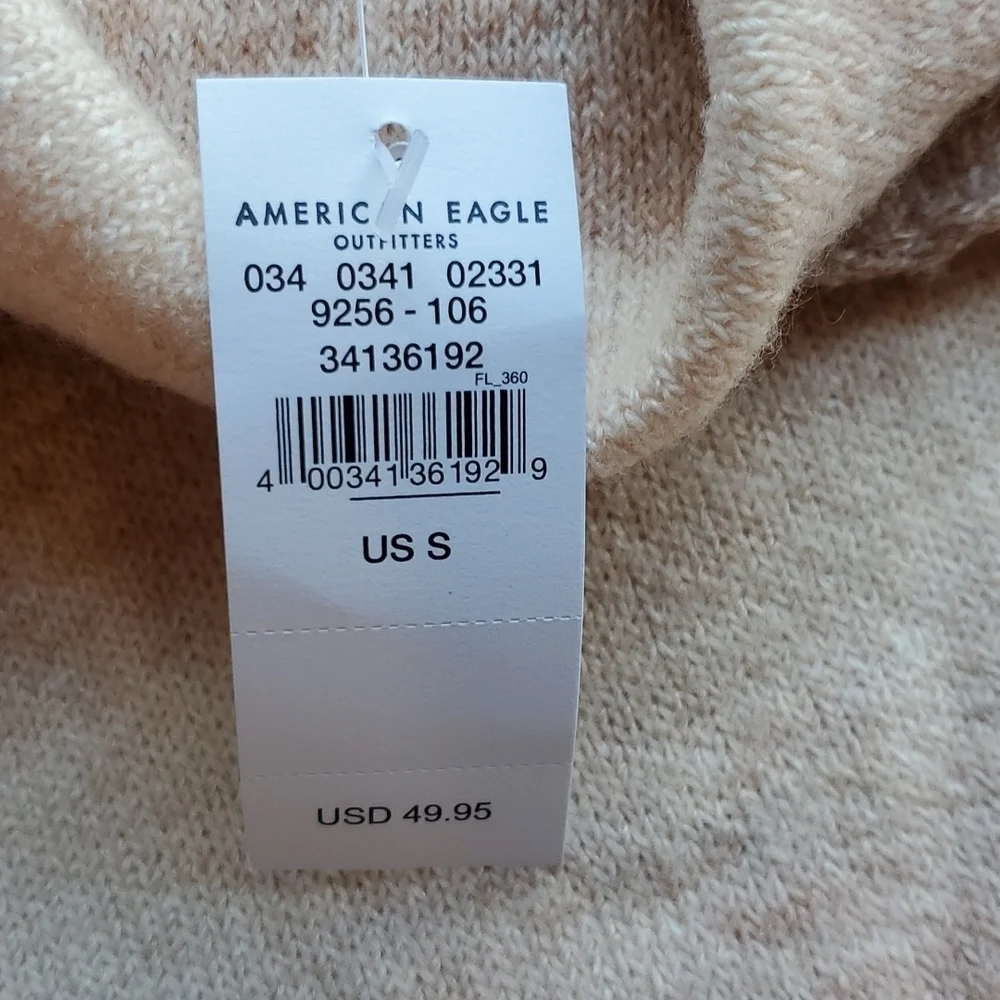 American Eagle Brown/Tan/Pink Ombre Striped Super Soft Cowl Neck Sweater S NWT - Picture 6 of 8
